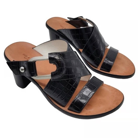 Rag & Bone August Heeled Croc Mule Sandal Leather Heeled Shoe Size 8 - Picture 1 of 5